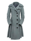 Aurohaya Hooded Wool-Look Midi Coat Elegant Button-Front Women’s Winter Jacket Plus Size