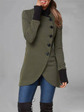 Aurohaya Everyday Women’s Winter Coat with Button Closure, Split Hem & Stand Collar Casual Fashion Outerwear
