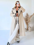 Aurohaya Long Wool Coat for Women Oversized Elegant Winter Jacket