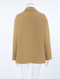 Aurohaya Elegant Woolen Double Breasted Coat for Women Casual & Chic Fall/Winter Outerwear