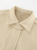 Aurohaya Elegant Oversized Wool Coat with Lapel Collar & Drop Shoulder for Women Casual Fall/Winter Outerwear