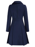 Aurohaya Elegant Double Breasted Wool Coat with Pockets & Lapel Collar for Women Casual & Chic Fall/Winter Outerwear