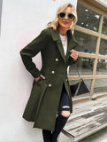 Aurohaya Elegant Double Breasted Wool Coat with Pockets & Lapel Collar for Women Casual & Chic Fall/Winter Outerwear