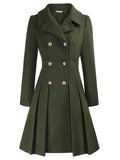 Aurohaya Elegant Double Breasted Wool Coat with Pockets & Lapel Collar for Women Casual & Chic Fall/Winter Outerwear