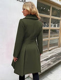 Aurohaya Elegant Double Breasted Wool Coat with Pockets & Lapel Collar for Women Casual & Chic Fall/Winter Outerwear