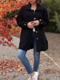 Aurohaya Elegant Women's Wool Coat with Bowtie, Double Breasted, Pockets, and Reversible Collar Casual and Stylish Autumn Winter Jacket