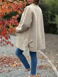 Aurohaya Elegant Women's Wool Coat with Bowtie, Double Breasted, Pockets, and Reversible Collar Casual and Stylish Autumn Winter Jacket