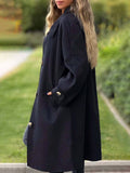 Aurohaya Elegant Long Coat with Button Closure and Pockets, Women's Casual Oversized Jacket for Fall & Winterasual Oversized Jacket for Fall & Winter