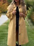 Aurohaya Elegant Long Coat with Button Closure and Pockets, Women's Casual Oversized Jacket for Fall & Winterasual Oversized Jacket for Fall & Winter