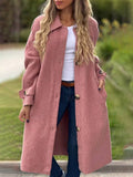 Aurohaya Elegant Long Coat with Button Closure and Pockets, Women's Casual Oversized Jacket for Fall & Winterasual Oversized Jacket for Fall & Winter