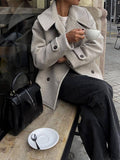Aurohaya Women’s Oversized Double Breasted Peacoat with Pockets Elegant Casual Winter Coat