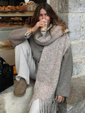 Aurohaya Women’s Short Wool V Neck Coat Oversized Elegant Casual Long Sleeve Jacket