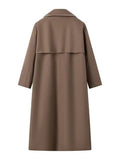 Aurohaya Long Wool Coat with Button Closure, Pockets, and Lapel Collar Elegant Casual Oversized Winter Jacket for Women