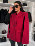 Aurohaya Women’s Unicolor Poncho Coat with Buttons Pockets Oversized Elegant Winter Jacket