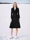 Aurohaya Elegant Wool Trapeze Coat with Button Front Lapel Collar for Women Casual Stylish Winter Jacket