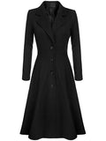 Aurohaya Elegant Wool Trapeze Coat with Button Front Lapel Collar for Women Casual Stylish Winter Jacket