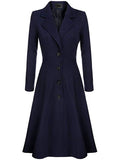 Aurohaya Elegant Wool Trapeze Coat with Button Front Lapel Collar for Women Casual Stylish Winter Jacket