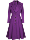 Aurohaya Elegant Wool Trapeze Coat with Button Front Lapel Collar for Women Casual Stylish Winter Jacket