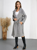 Aurohaya Women’s Wool Blend Belted Long Coat Elegant High Neck Double Breasted Winter Jacket with Pockets