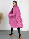 Aurohaya Women’s Wool Blend Belted Long Coat Elegant High Neck Double Breasted Winter Jacket with Pockets
