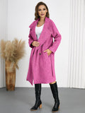 Aurohaya Women’s Wool Blend Belted Long Coat Elegant High Neck Double Breasted Winter Jacket with Pockets