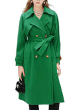Aurohaya Elegant Double Breasted Wool Coat with Belt, Pockets Long Sleeves for Women Oversized, Casual, Fashionable Winter Outerwear