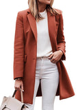 Aurohaya Elegant Wool Coat with Single Breasted Button Closure, Long Sleeves Pockets for Women Classic Black, Casual Fashionable Outerwear