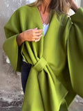 Aurohaya Short Poncho Coat Oversized Knot-Front Women’s Cape
