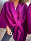 Aurohaya Short Poncho Coat Oversized Knot-Front Women’s Cape