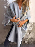 Aurohaya Short Poncho Coat Oversized Knot-Front Women’s Cape