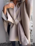 Aurohaya Short Poncho Coat Oversized Knot-Front Women’s Cape