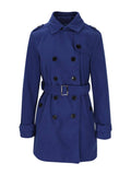 Aurohaya Women's Wool Blend Double Breasted Belted Coat Elegant Mid-Length Lapel Winter Jacket