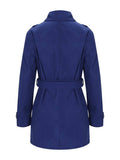 Aurohaya Women's Wool Blend Double Breasted Belted Coat Elegant Mid-Length Lapel Winter Jacket