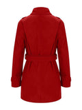 Aurohaya Women's Wool Blend Double Breasted Belted Coat Elegant Mid-Length Lapel Winter Jacket