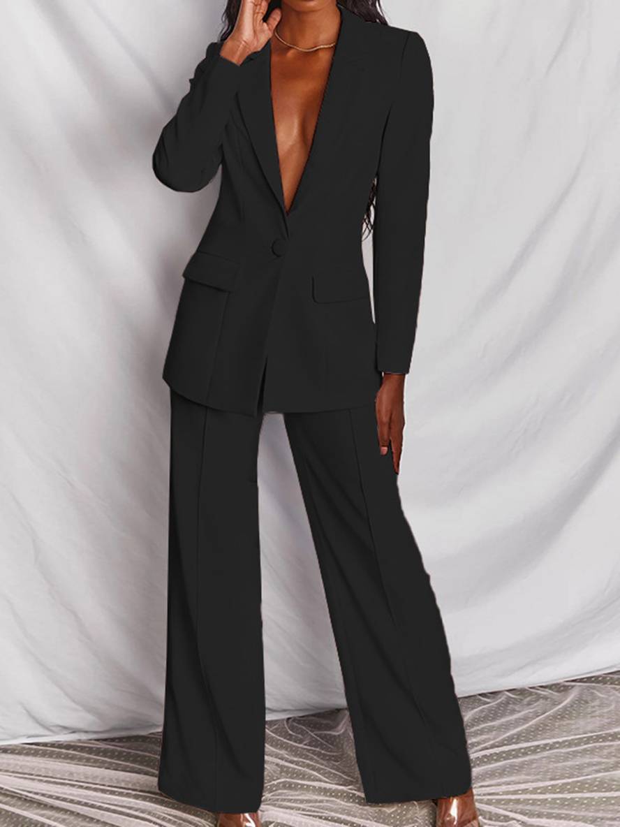 Aurohaya Women's Two-Piece Office Blazer and Pants Set