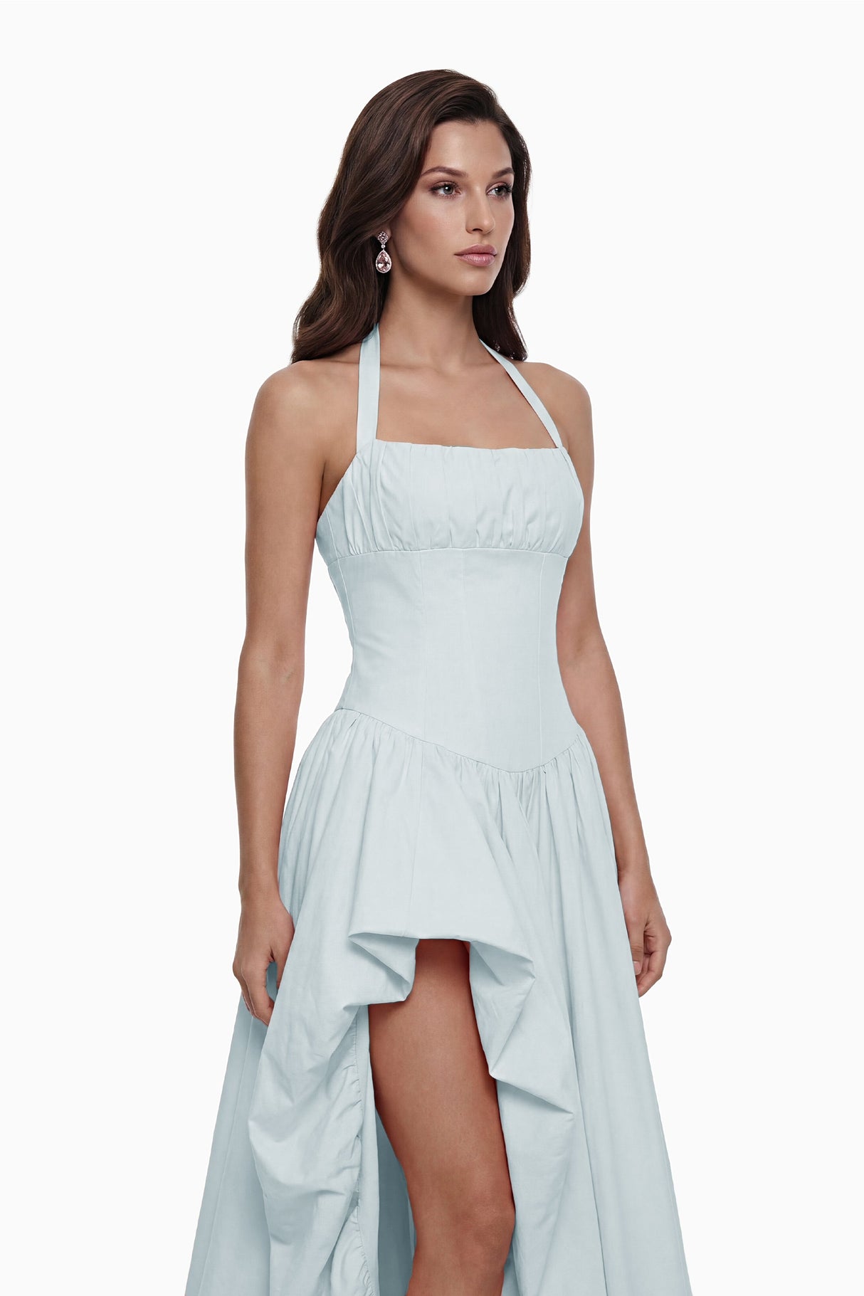 Aurohaya Caiya Blue Sleeveless Maxi Dress with Slit