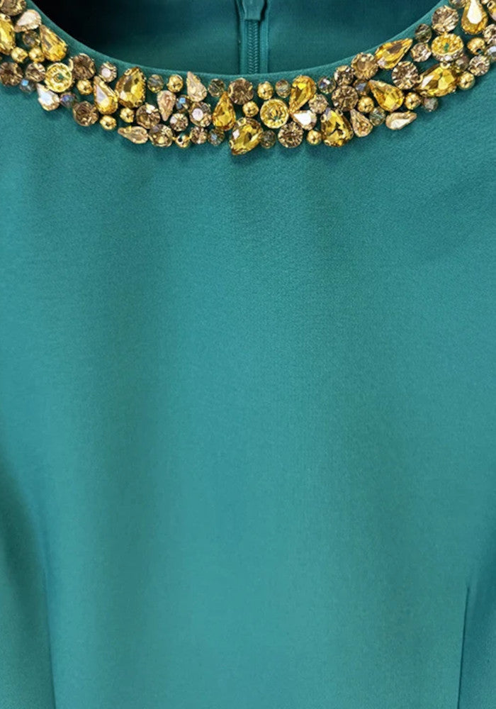 Cape Sleeves Maxi Dress Green