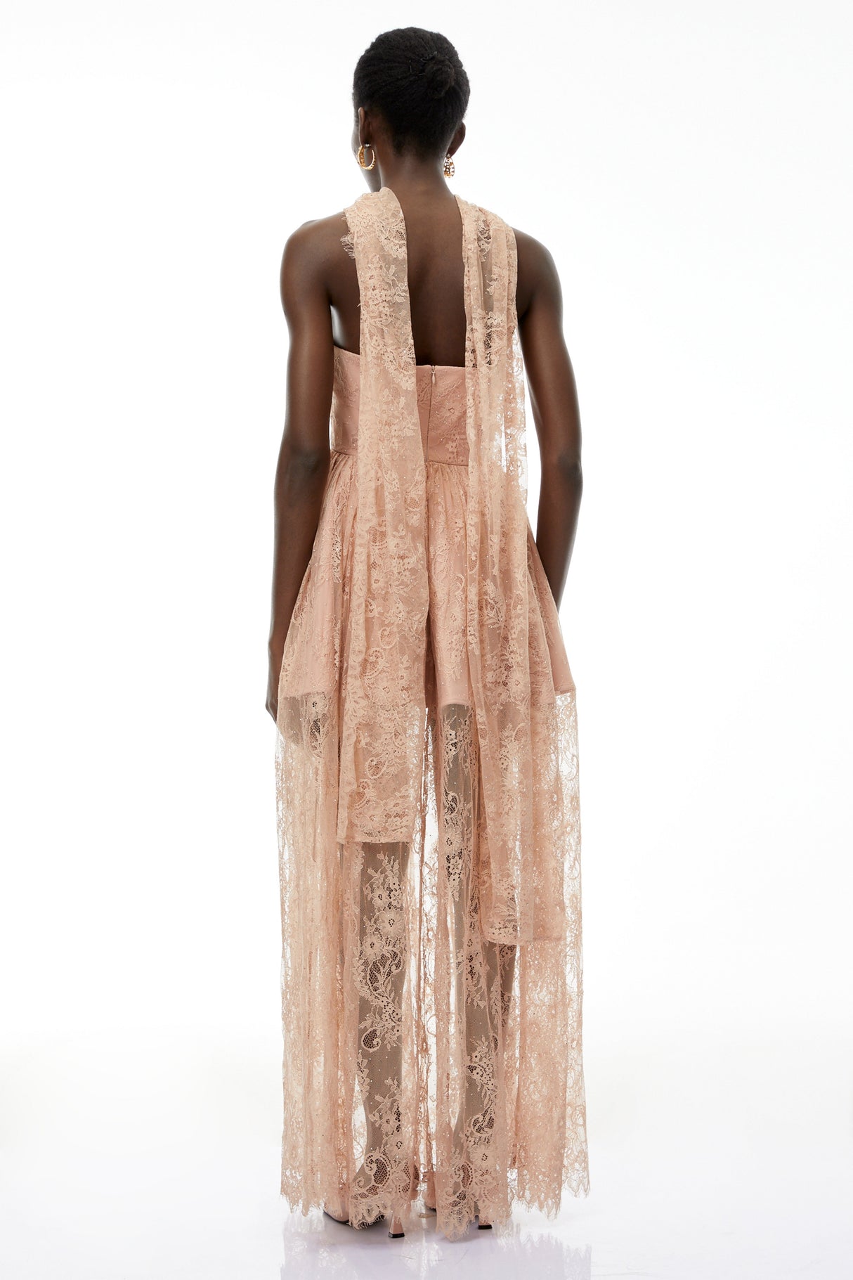 Aurohaya Cassidy Pink Floral Appliqué Maxi Dress