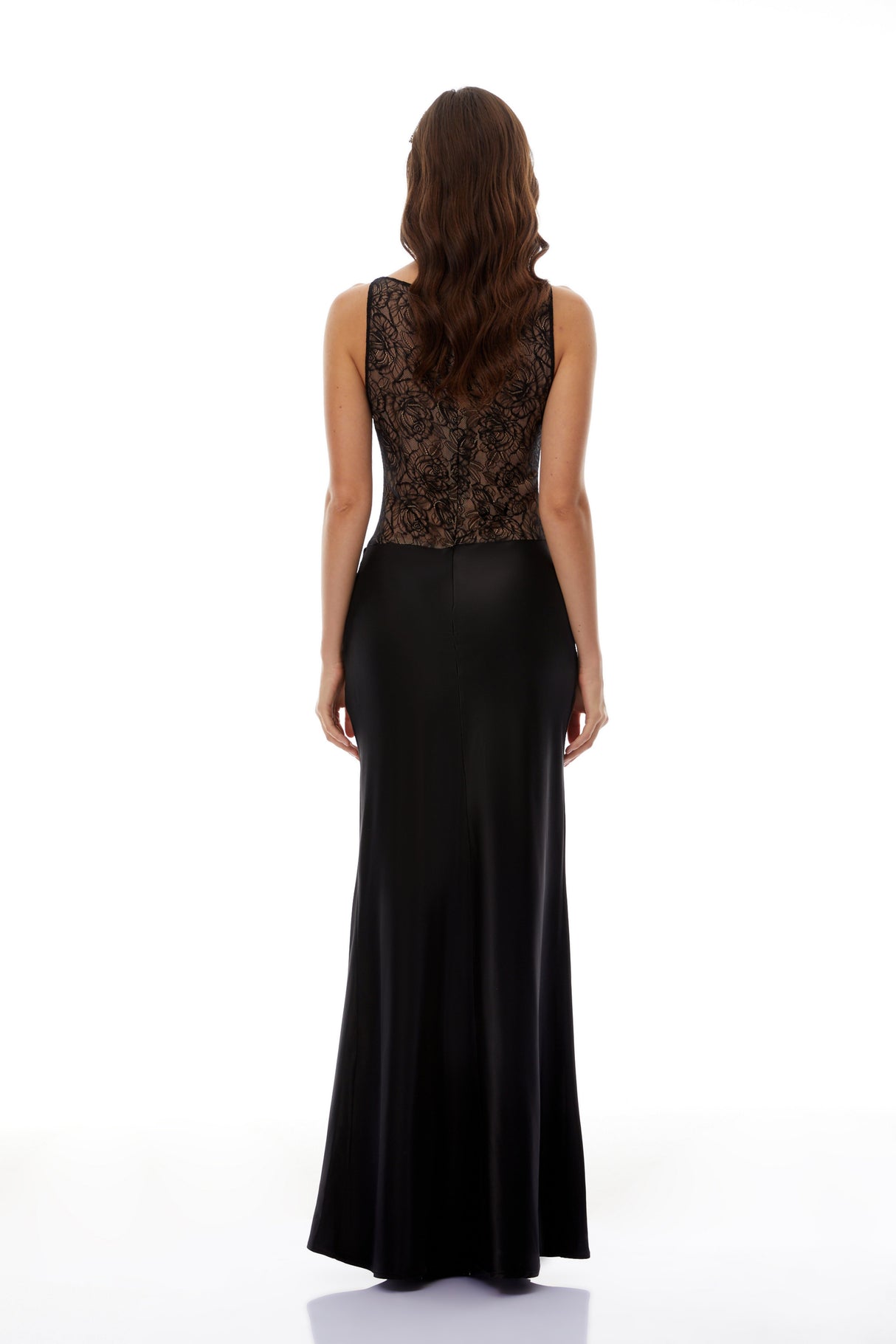 Aurohaya Clementine Black Floral Lace Corset Maxi Dress