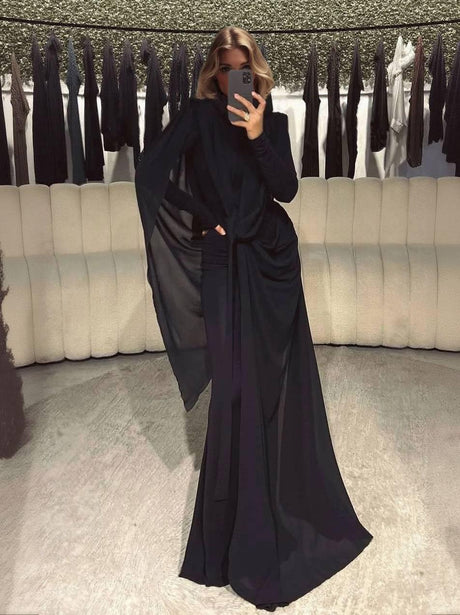 Aurohaya Irregular Ribbon Design Maxi Dress