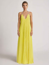 Elegant Pleated V-Neck Backless Chiffon Maxi Dress