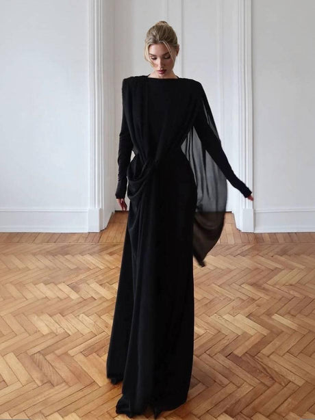 Aurohaya Irregular Ribbon Design Maxi Dress