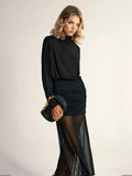 Fake two-piece hip-wrapped Tulle Splicing Maxi Dress