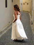 Elegant Square Neck Side Button Sleeveless Maxi Dress