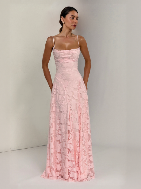 Aurohaya Elegant Floral Lace Spaghetti Strap Maxi Dress