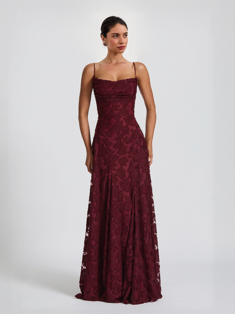 Aurohaya Elegant Floral Lace Spaghetti Strap Maxi Dress