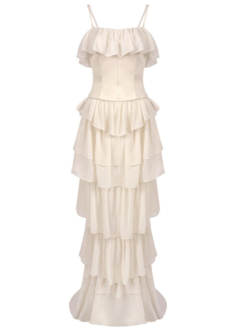 Corset Ruffle Maxi Dress Ivory