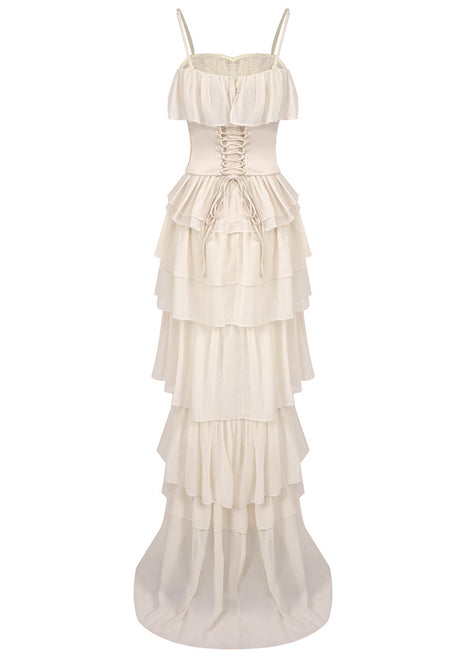 Corset Ruffle Maxi Dress Ivory