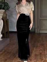 Sequin Wrap V-Neck Party Dress, DES120