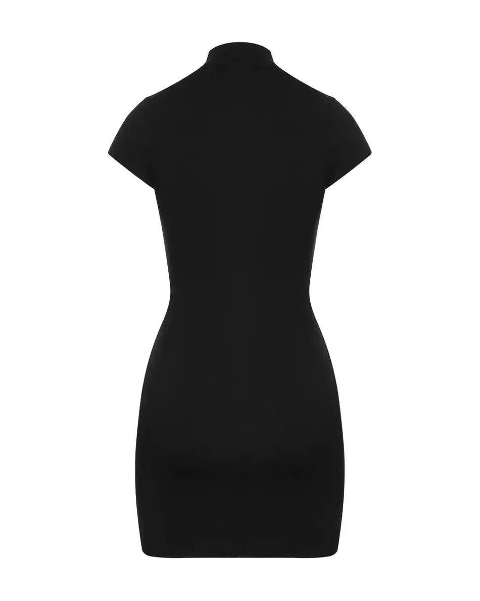 Aurohaya Nyx Zip-Front Bodycon Mini Dress